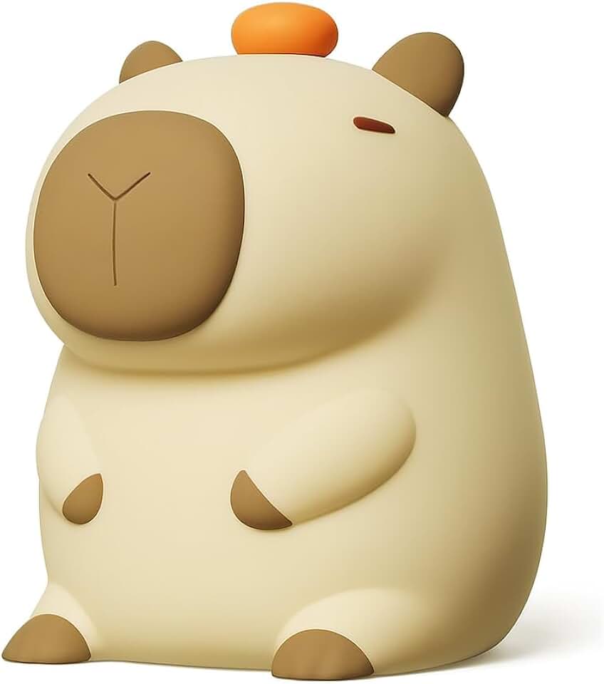 Luminária LED Capivara de Silicone Recarregável USB‑C RGB ao Toque, Luz Noturna Decorativa Infantil, Abajur Fofo