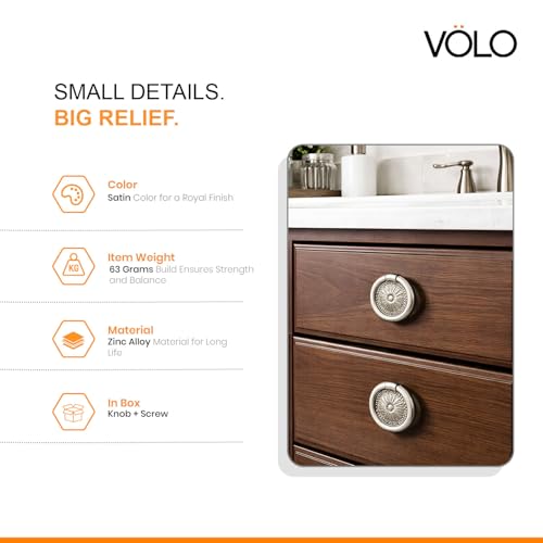 Image of VOLO 2 Pieces Cabinet Knob /Kadi | Pull Knobs for Drawers, Wardrobes & Cupboards | Ideal for Kitchen & Home | (Kadi-19) | (Silver, 2 Pieces)