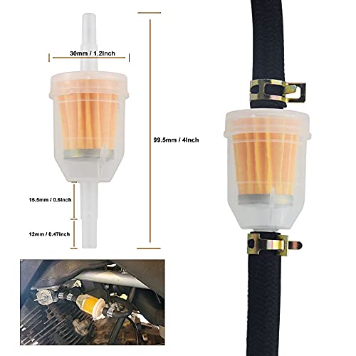 Lawn Mower Fuel Line 6-Foot 1/4 Inch Id Fuel Line Set + 2 Pcs 5/16 Inch Fuel Filters + 10 Pcs 2/5" Id Hose Clamps +2 Pcs 1/4 698183 Fuel Shut -By Huthbrother, For Kawasaki Kohler Mowers Engines #TOP3