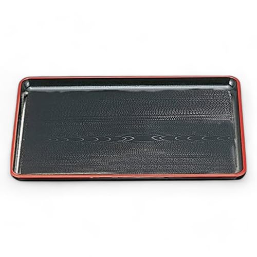 J-kitchens お盆 尺4 新木目会席 トレー ( 盆 トレイ おぼん ) 黒 ブラック 天 朱 レッド 42cm 漆器 ( ABS 樹脂 ) 日本製