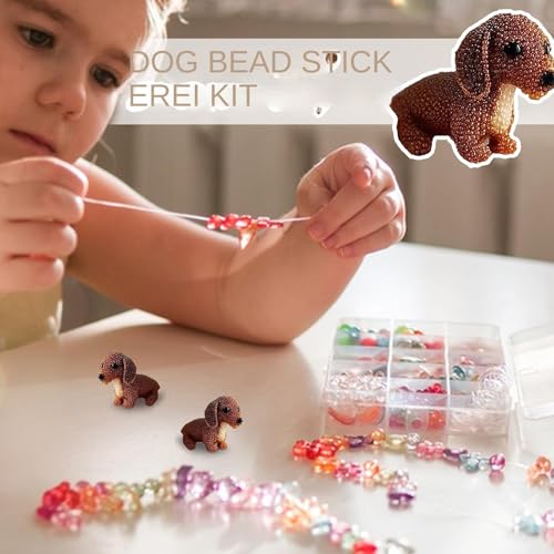 Juego de abalorios 3D de perro kit de bordado para proyectos de costura casera 2