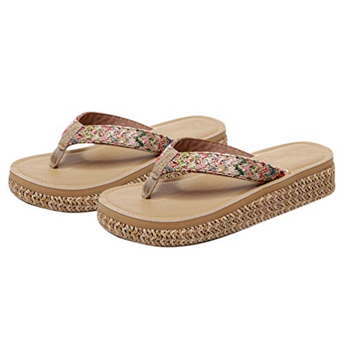 Holibanna Zapatillas Bohemias para Mujer para Calzado de Playa Cuña Chanclas Zapatos de Suela de Paja Antideslizante para Niñas Elegantes Sandalias Impermeables de Verano