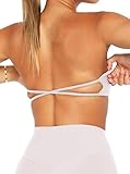 Mstaad Women's Padded Bandeau Strapless Sports Bra Tube Top Wireless Non-Slip Seamless Stretchy Workout Bralette White S