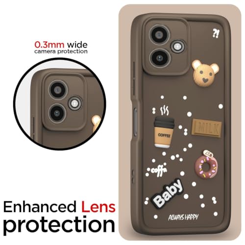 Image of Bintage Cute Fun Ball | Taddy Cartoon 3D Smiley Coffee Cup | Milk Donut | Full Protection Rubber Back Cover Compatible for Infinix X669C /Infinix Hot 30i - Brown