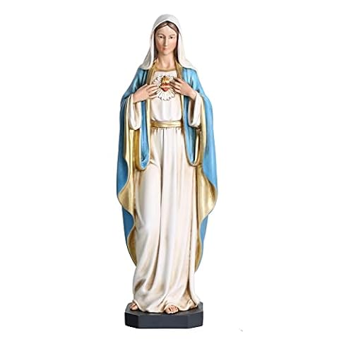 BC Katolickie Niepokalane Serce Maryi Figurka Matki na ołtarz, ręcznie malowana religijne prezenty dla mamy, 25 cm H, ręcznie robiona przez Buildclassic