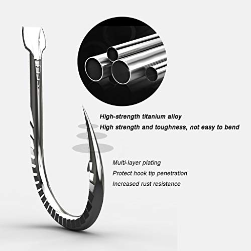 liushop Angelhaken Angelhaken Titanlegierung Angelhaken mit 1 Barbs Super Strong Sharp Angelhaken 60pcs Fischhaken (Size… – Bild 5