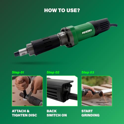 Image of HIKOKI GP3SBS9Z Corded Die Grinder 550W | 34000Rpm | 1.81Kg | Back Switch | Black & Green