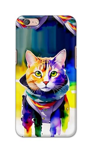 Image of Printed Hard Back Cover for Oppo A71 2018 Back Cover (Coloured Cat) -190724(EA)