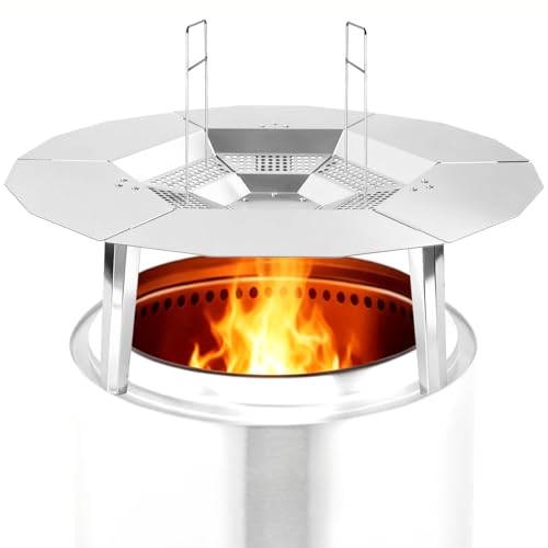 Gcostar Heat Deflector for Solo Stove Bonfire 19.5 inch Fire Pit Heat Diffuser with Handle 304 Stainless Steel for Solo Stove Bonfire 1.0 & 2.0 and Other 19.5 Fire Pits