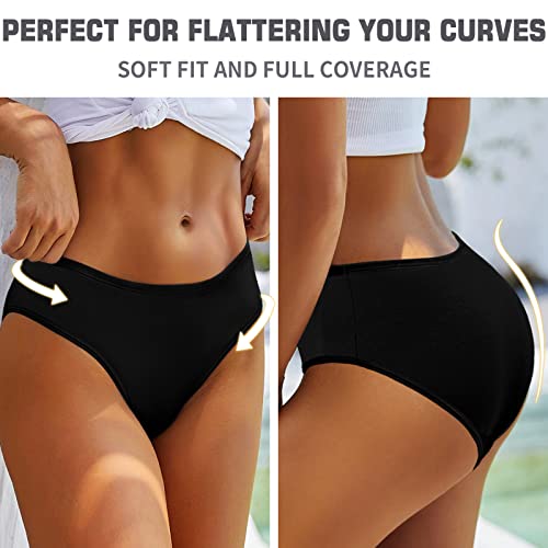 Image of Women's High Waist Cotton Underwear Soft Brief Panties Decorated with Lace Regular and Plus Size