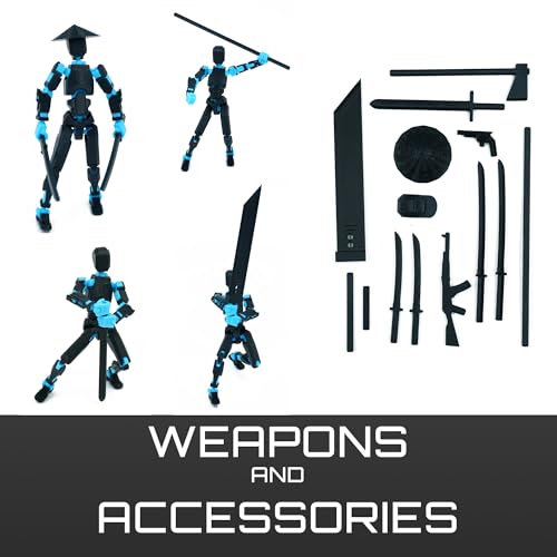 Image of Dummy 13 Action Figure Robot | Fully Articulated 3D Printed Robot Toy | 5.4-inch Collectible Figurine | Matte Finish | Unassembeled | Combo of 2 (White-SkyBlue+Black-SkyBlue)