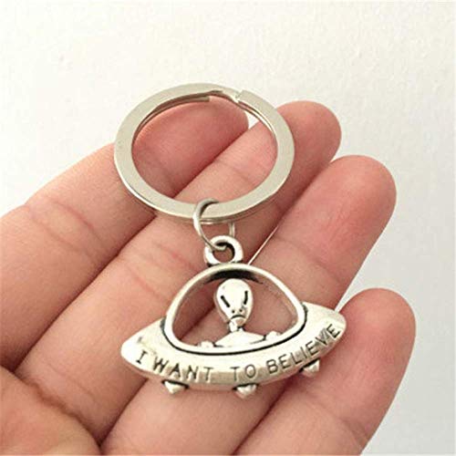 Alien Keychain, UFO Keychain, X-Files Keychain, I Want to Believe Keychain, Alien Charm, X Files, UFO Charm, Charm Keychain, Aliens, UFO