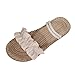 Cuscino Slides Pantofole per il tempo libero stile romano tessuto gregge donna tinta unita estate due modi antiscivolo spiaggia piatta aperta sandali traspiranti scarpe zeppa sandali, Beige, 37.5 EU
