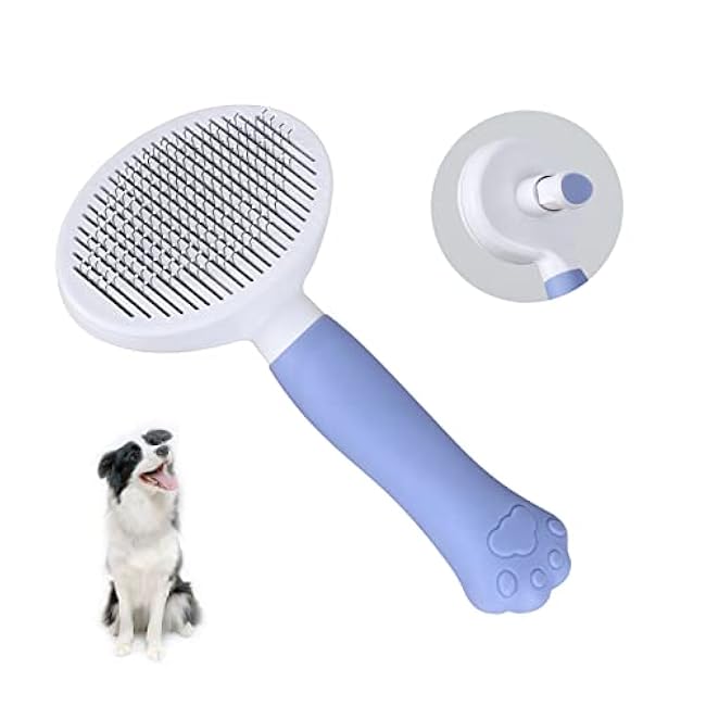 Cat Brush cat grooming supplies Gently Removes Loose Undercoat Mats, Tangled Hair and Soothes Skin. Ideal for Long and Short Haired Pets. (Blue)-cs9dAU18