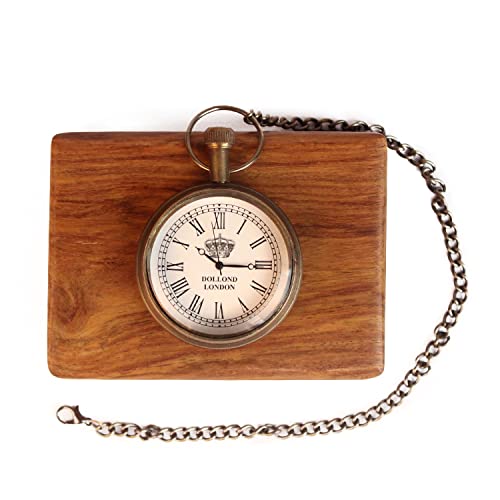 Montre de poche en laiton avec sa boîte en bois dorée ARTVARKO