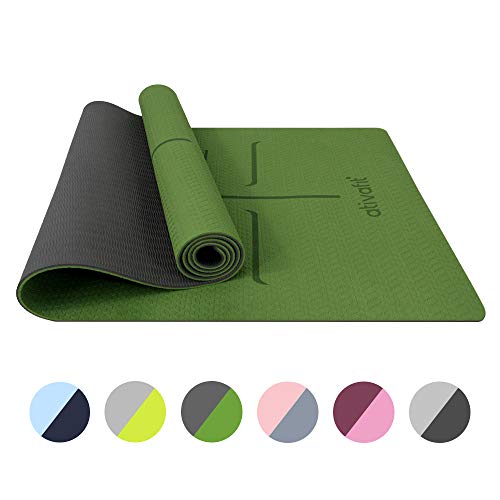 ATIVAFIT Tappetino da Yoga, Tappetino da Yoga Imbottito e Antiscivolo Fitness Pilates e Ginnastica con Cinturino di TPE,183 x 64 x 0.6 cm (Verde)