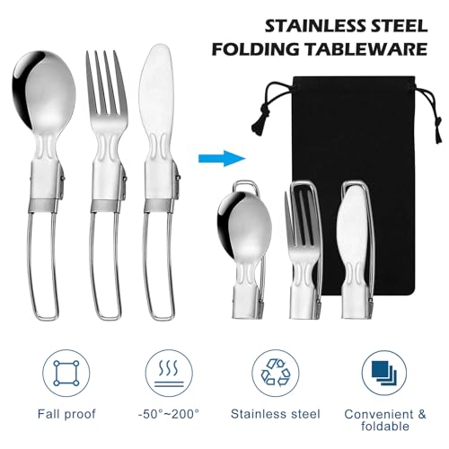 Edelstahl Faltbecher 450ml, 2 Stück Becher Faltbar Edelstahl, Edelstahl-Trinkbecher Mit Klapplöffel, Outdoor Tragbar Teleskop Klappbeche, Camping Becher Faltbar, Edelstahl Reise Faltbecher Klappbecher