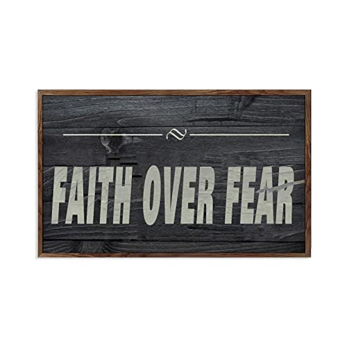 Panneau mural bois Faith Over Fear vintage et cadre rustique suspendre 30x55 cm
