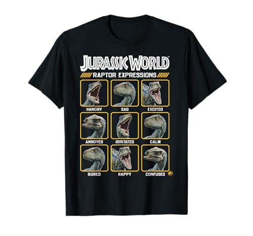 Jurassic World Two Blue Raptor Expressions Graphic Short Sleeve T-Shirt