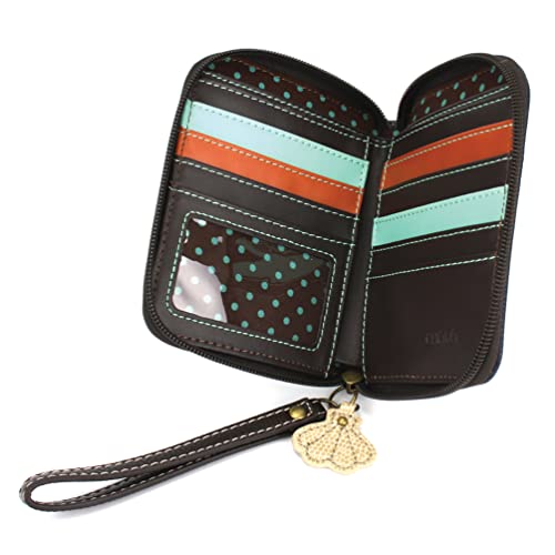 Image of CHALA Zip Around Wallet, Wristlet, 8 Credit Card Slots, Sturdy Pu Leather - Flip Flop - Navy