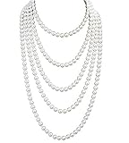 Pearls Flapper Beads 1920s Accessories Fashion Sweater Chain Faux Pearl Necklace,Cluster Gastaby 2 pack