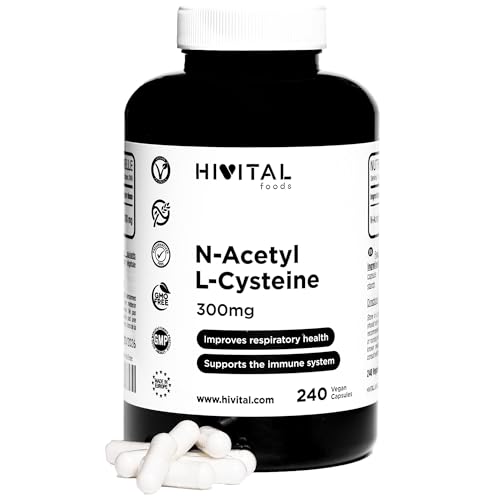 NAC N-Acetil Cisteina 300 mg. 240 cápsulas veganas para 8 meses de tratamiento. N-Acetilcisteina de...