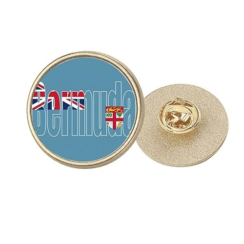 Broche drapeau des Bermudes ronde en métal doré taille M