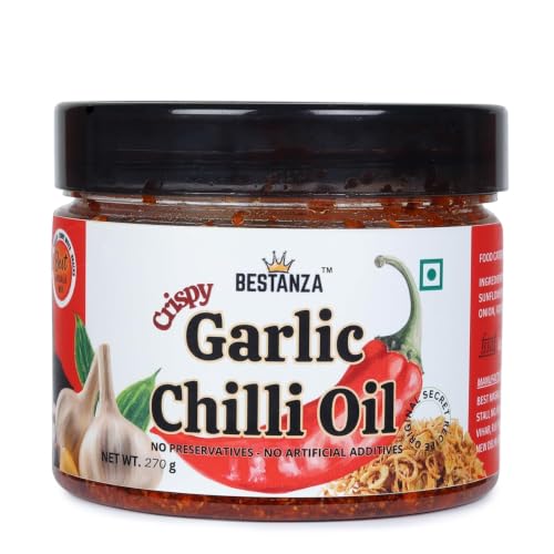 Image of BESTANZA Crispy Garlic & Onion Chilli Oil 270g | Spicy Flavor Infused Sunflower, Aromatic Garlic & Traditional Seasonings