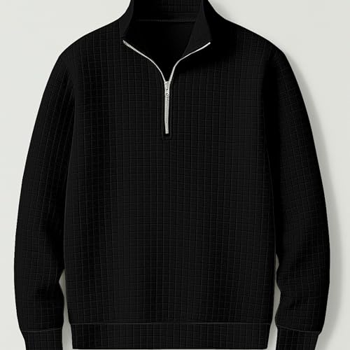 KAJARU Men's Textured Half-Zip Black Sweatshirt - Image 4