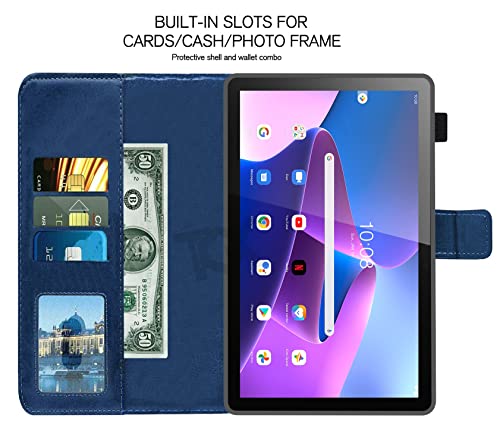 Image of TGK Multi Protective Wallet Leather Flip Case Cover for Lenovo Tab M10 FHD 3rd Gen 10.1 inch TB328FU TB328XU, Blue