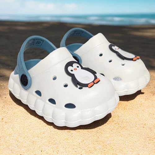 Image of GLJ Little AngelToddler Clogs Slippers, 12 Months to 3 Years, Baby Boy, Waterproof, Lightweight, Cute Cartoon Penguin Design