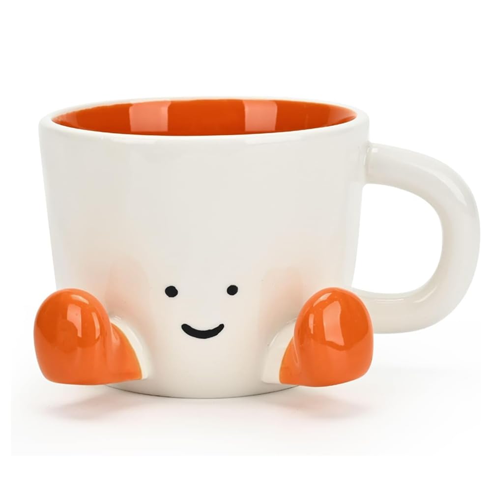 CTRLZS 12.8oz/380ml Ceramic Coffee Tea Cups, Cute Funny Mug for Women, Mug Gift, Coffee Mugs Orange