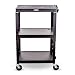 Luxor AVJ42 3 Shelves Adjustable Height Steel AV Cart - Black