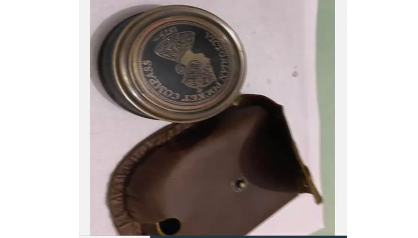 Brújula Náutica de Latón Estilo Vintage con Estuche de Cuero Mejor Regalo para el Día del Padre y Día de la Madre miniatura 2
