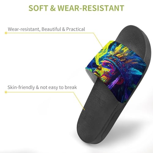 A Wolf And An Native (American-indian) Shower Slippers for Women Men Casual Non-Slip Slide Sandals Beach Bathroom Shoes3