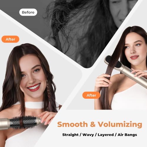 Image of OKWRAP 5-in-1 Hot Air Styler & Blow Dryer Brush Set - 700W Gentle Temperature Hair Multi-Styler with Auto-Wrap Curlers & Round Brush for Fine, Thin, or Damaged Hair, 100-120V US Outlet Only