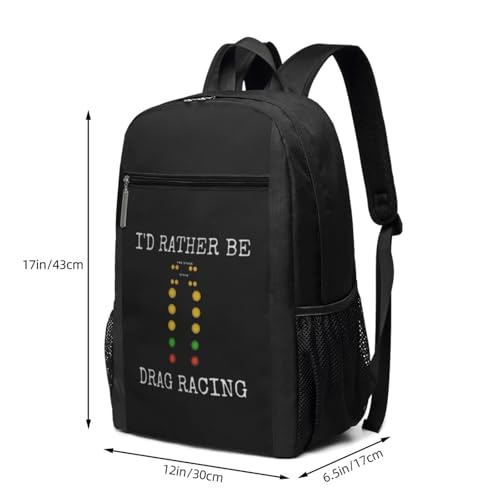 I'd Rather be Drag Racing Travel Laptop Backpack, Business Anti Theft Slim Sturdy Laptops Backpacks, College Computer Bag Gift for Men & Women Fits 17 Inch Notebook,Black3