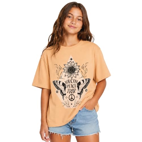 Image of Volcom Girls Shirts - Casual Crewneck Short Sleeve Graphic Tee Trendy Tops - Breathable Girls Summer Clothes