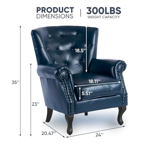 Navy PU Leather Accent Chair - Stylish & Durable - Image 4