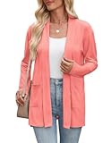 Zeagoo Long Cardigans for Women Trendy Lightweight Open Front Summer Kimono Cardigans Cover Ups Coral