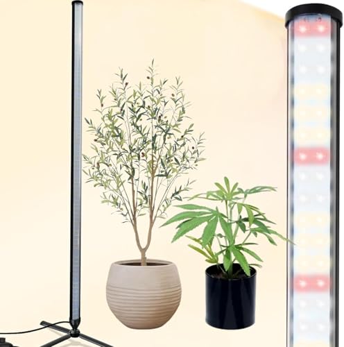 UKIFIRE Grow Lights for Indoor Plants with Stand, 288 LEDs Full Spectrum Wide Illumination Area, 48W Vertical Standing Plant Grow Light, 4FT Height with Tripod Floor Stand