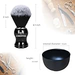 Je&Co Men's Shaving Brush Set, 3 in 1 Synthetic Shaving Brush with Acrylic Stand and Steel Bowl - Image 4