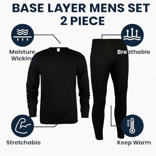 Men's Thermal Base Layer Set, Ultra Soft, 2-Piece Moisture-Wicking Warm Underwear for Cold Weather2