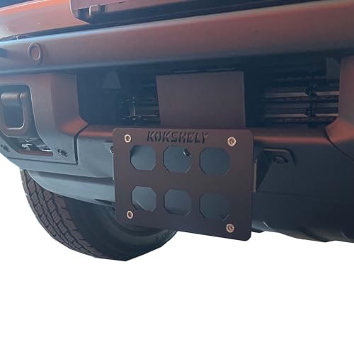 Image of Metal License Plate Compatible with 2021-2025 Ford Bronco | OEM Steel Front Bumper | Easy Installation | No Drilling Required| Keeps Grille Open