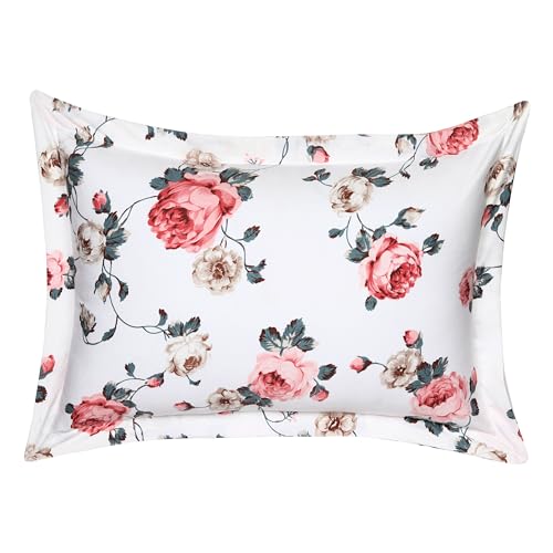 Image of HOUSE FOX Zipper Cotton Pillow Covers /Cases /Protectors (NOT Pillow) Set of 2 Pair Or 4 Pcs,Size -18x28inch with Zip /Chain(RedFloral)