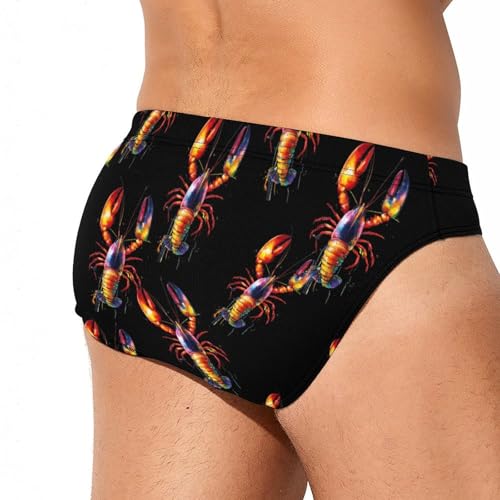 Watercolor Boston Lobster Mens Swim Briefs Bikini Sexy Low Rise Trunks Swimsuit Bathing Suit Beach3