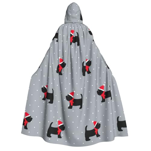 Cape à capuche imprimé chiens mignons de Noël costume sorcière corbeau