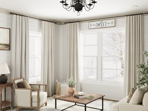 Image of Light Beige 100% Blackout Linen Curtains 102 Inches Long for Bedroom Back Tab Room Darkening Black Out Curtain Modern Farmhouse Decor Neutral Luxury Drapes for Living Room Dinner Room 52x102,2 Panels