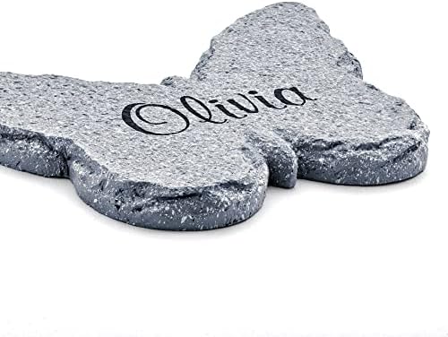 Let's Make Memories Personalized Garden Décor - Custom Garden Stone - Indoor/Outdoor - for Mom or Grandma - for Her - Engraved - Durable Resin - Butterfly Stone