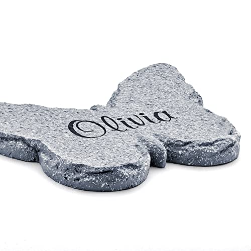 Let's Make Memories Personalized Garden Décor - Custom Garden Stone - Indoor/Outdoor - for Mom or Grandma - for Her - Engraved - Durable Resin - Butterfly Stone
